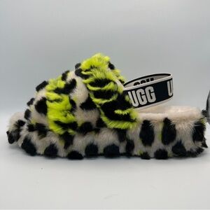 UGG Neon and Black Leopard Slippers